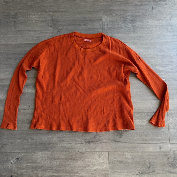 Madewell Tops - EUC Madewell waffle crewneck long sleeve top - size XS - rustic orange